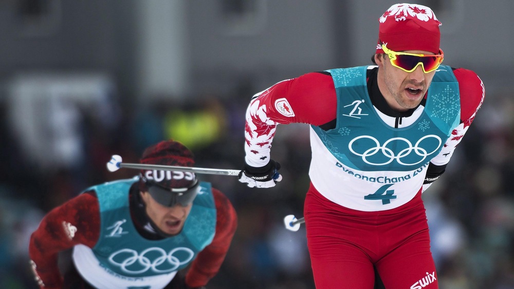 Alex Harvey pendant l'épreuve du skiathlon des Jeux olympiques de Pyeongchang
