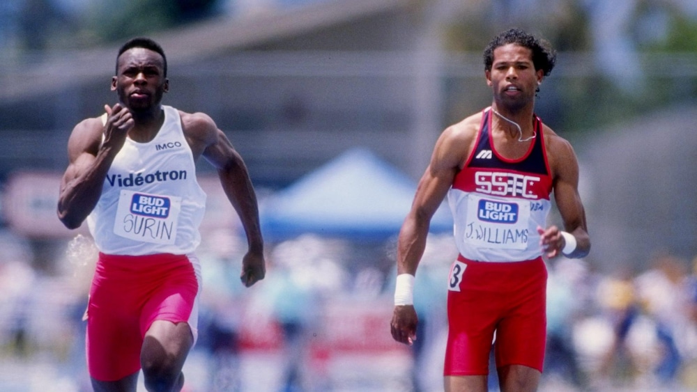Bruny Surin en 1990, un an après ses débuts en sprint.