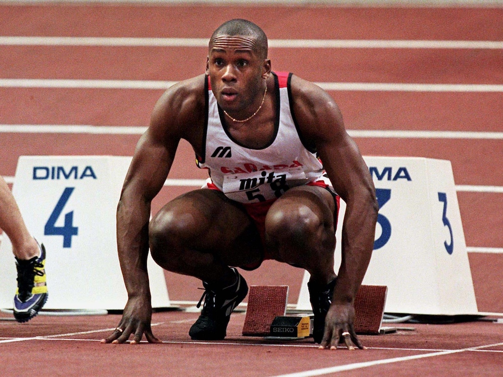 Bruny Surin se concentre avant une course.