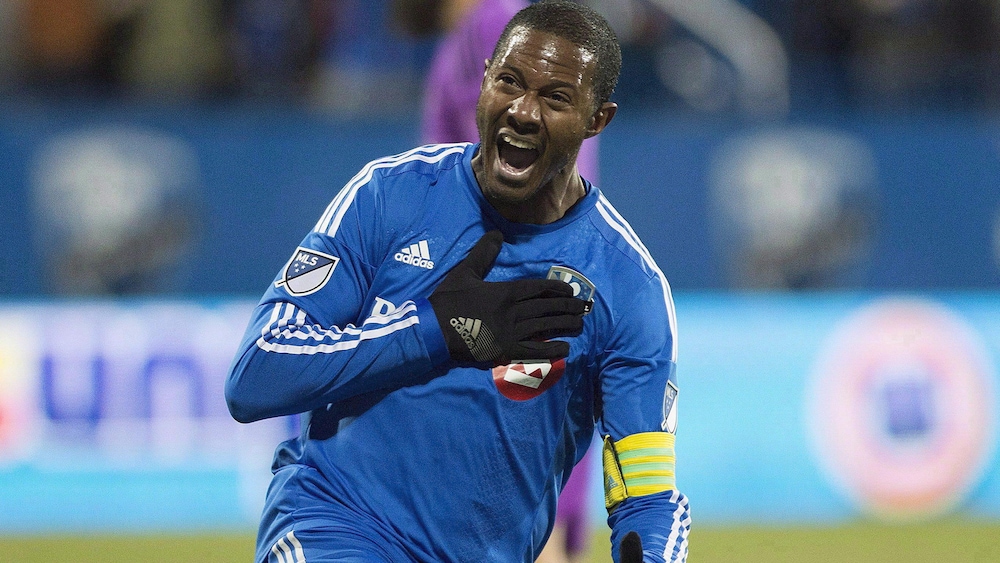 Patrice Bernier, après avoir marqué contre le Toronto FC, lors des séries éliminatoires, en 2015.