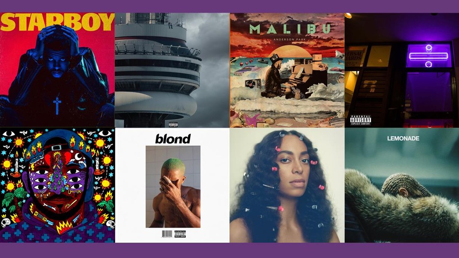 The album artwork from the top 10 R&B albums of 2016 