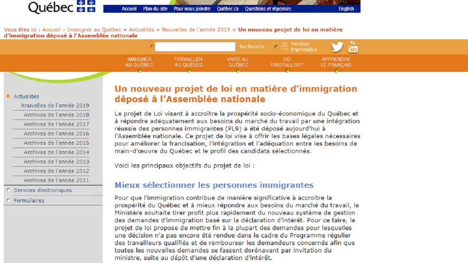 Immigration la CAQ dépose son projet de loi