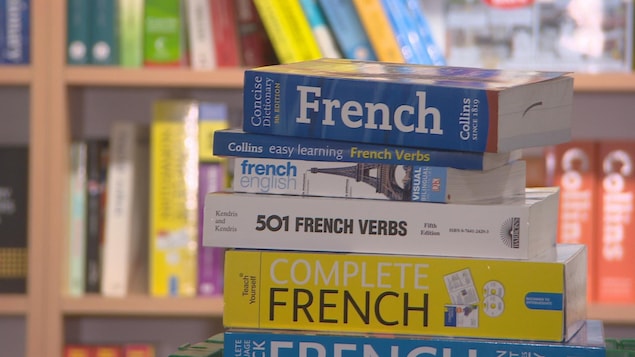 Des manuels de français empilés