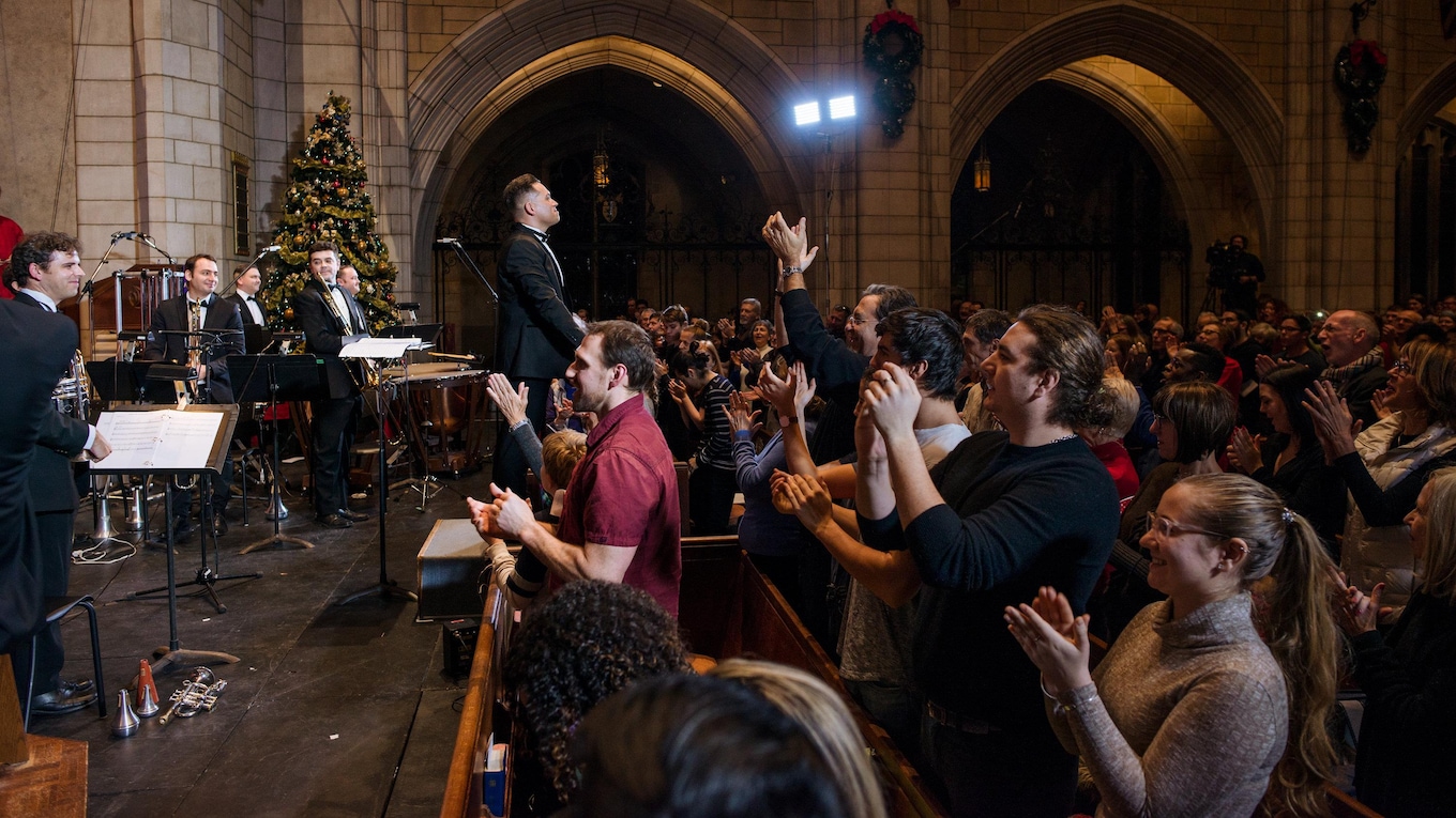 The audience applauds at the conclusion of the 2017 CBC Christmas Sing-In in Montreal.