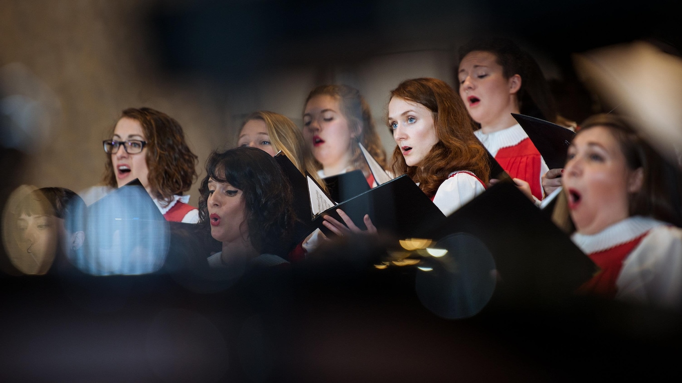 The sopranos and altos of the Choir of the Church of St. Andrew and St. Paul perform at the 2017 CBC Christmas Sing-In in Montreal.