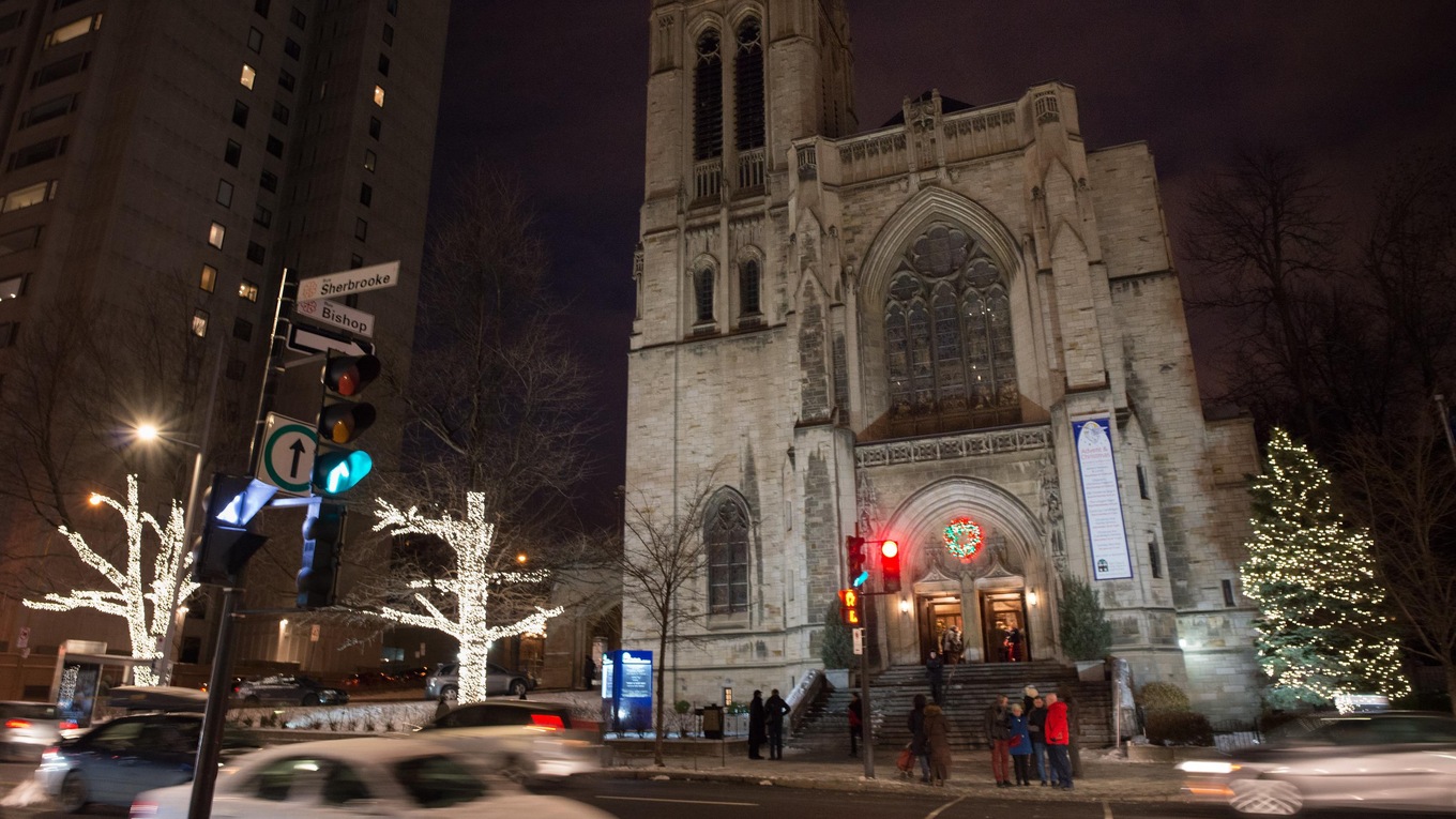 The public leaves the Church of St. Andrew and St. Paul in Montreal following the 2017 CBC Christmas Sing-In.