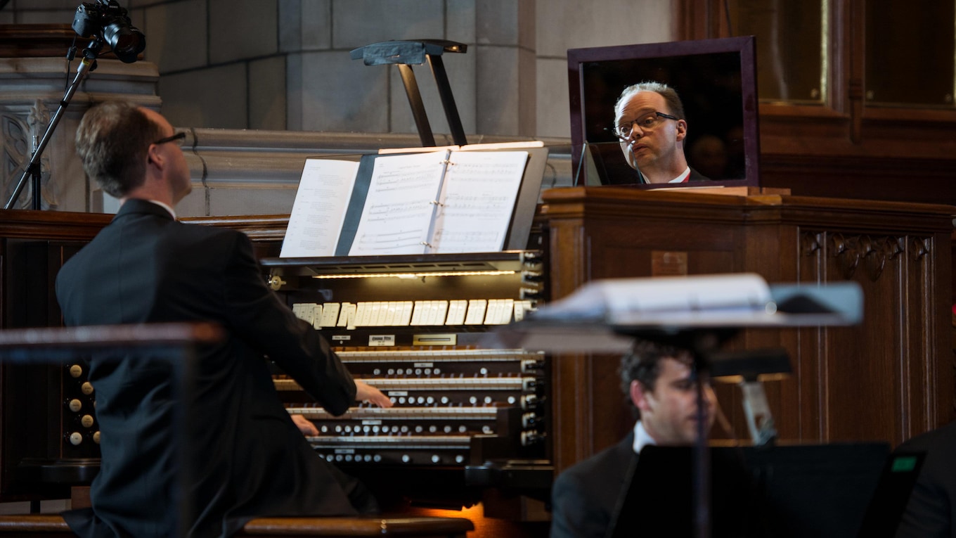 Jonathan Oldengarm plays the 7,000-pipe Casavant organ at the Church of St. Andrew and St. Paul at the 2017 CBC Christmas Sing-In.