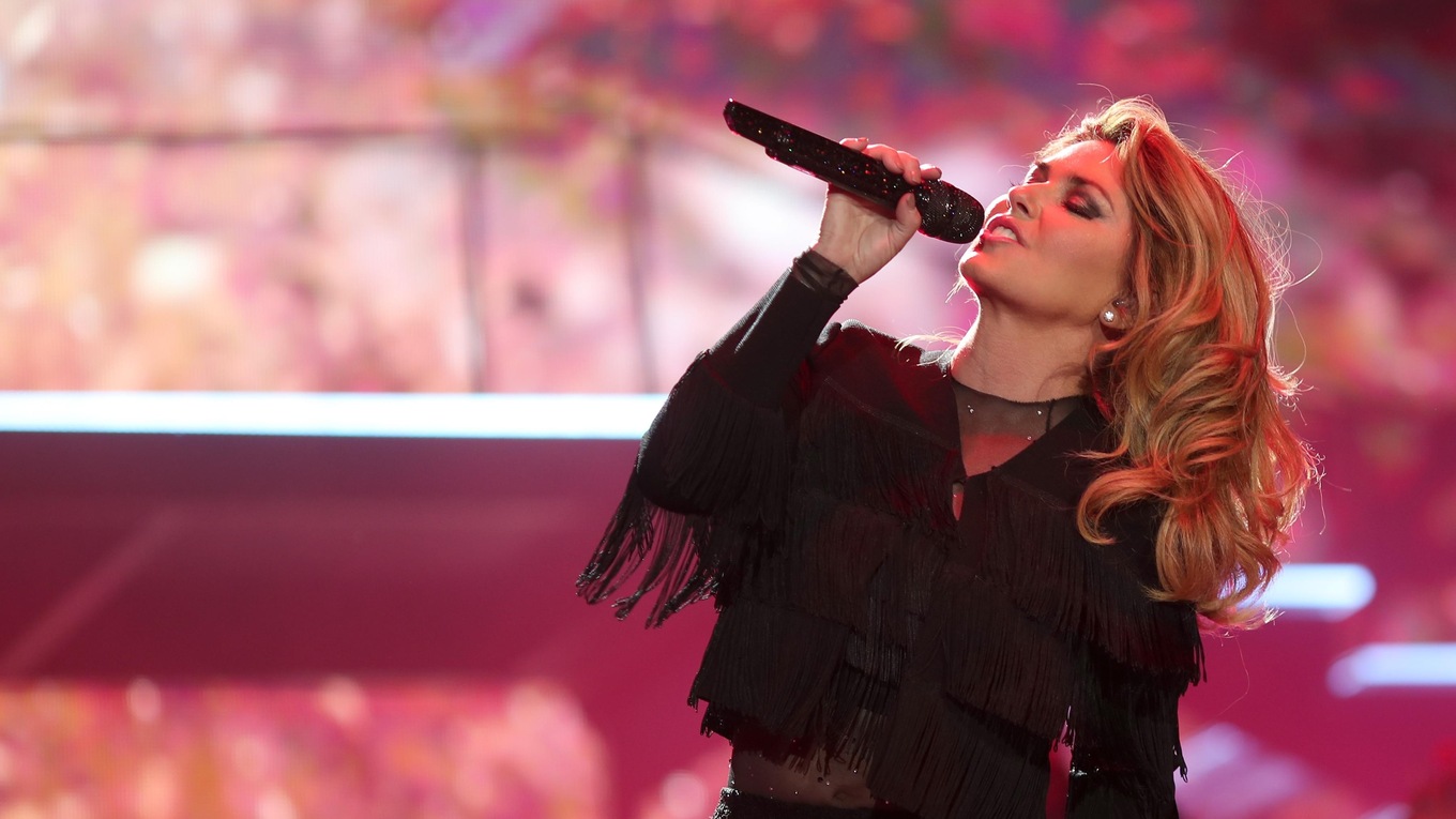 Singer Shania Twain performs on the Toyota Mane Stage during Stagecoach California's Country Music Festival on April 29, 2017.