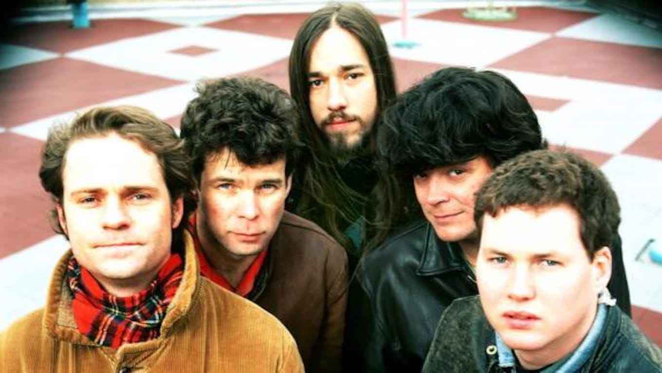 The Tragically Hip (clockwise L) lead singer Gordon Downey, guitarist Gord Sinclair, guitarist Rob Baker, bassist Paul Langlois and drummer Johnny Fay pose for a February 1992 portrait in New York City, New York.