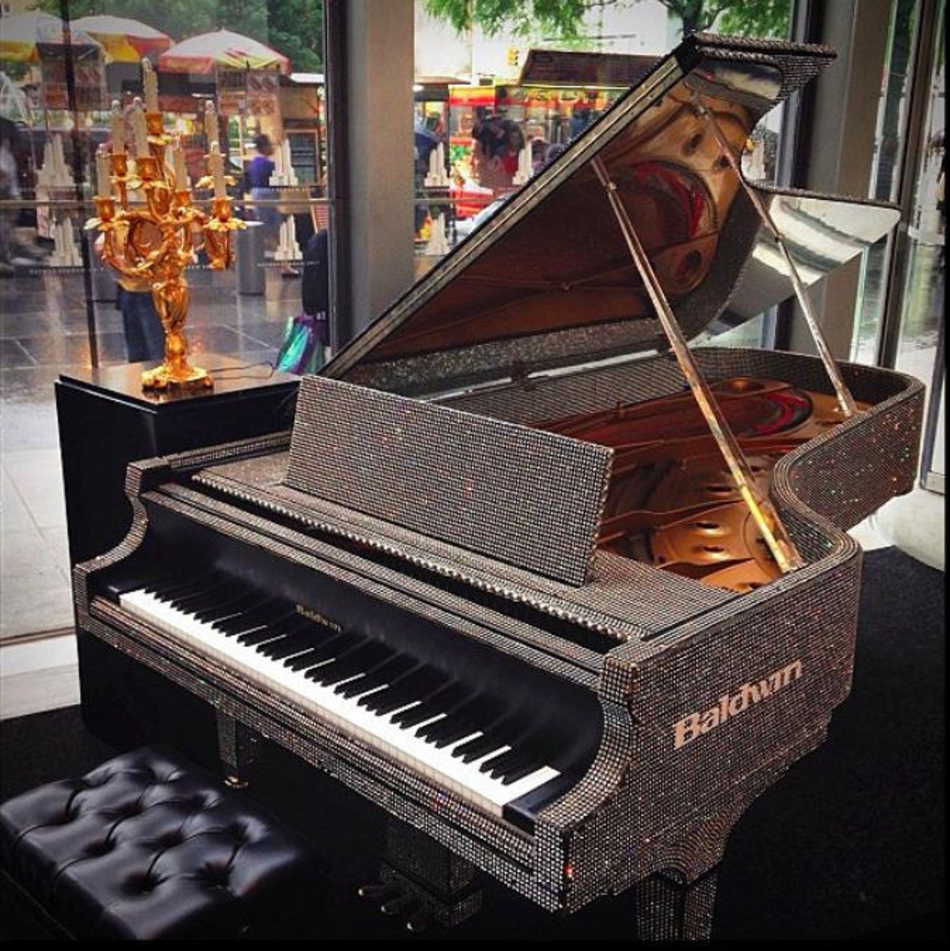 Eye-catching with scintillating encrusted rhinestones, Liberace's piano tells much about its owner.
