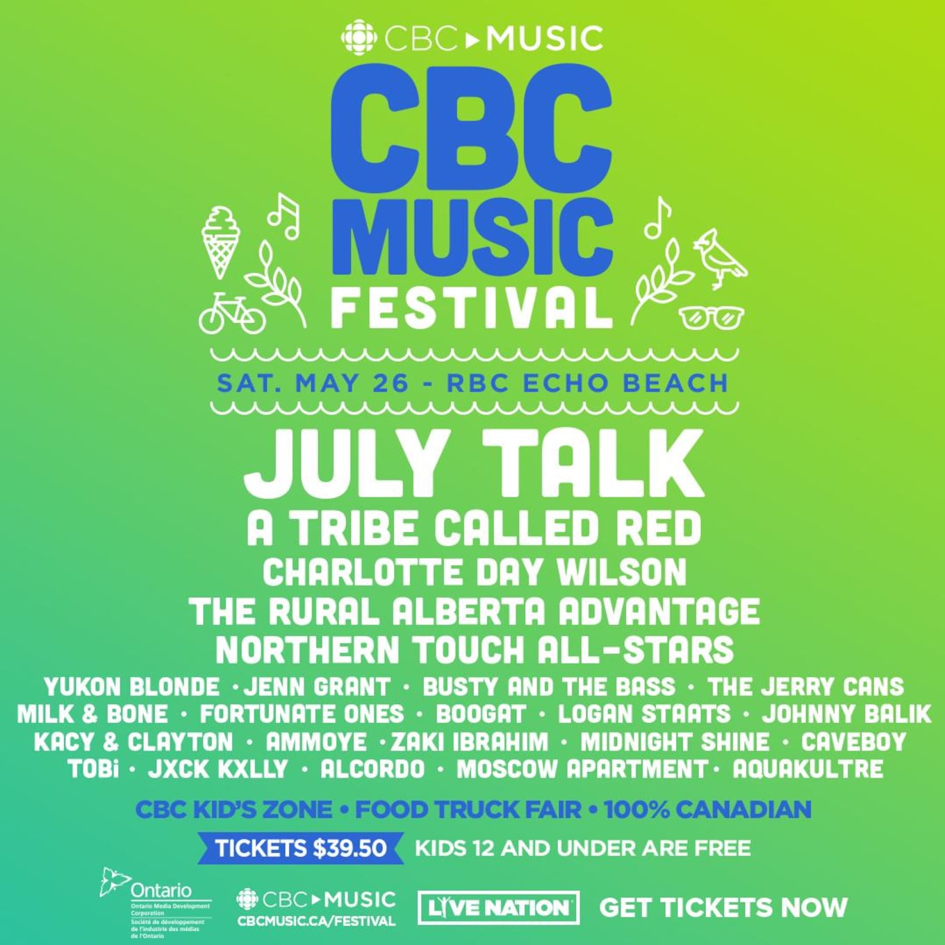 The 2018 CBC Music Festival is taking place on Saturday, May 26 at Toronto's RBC Echo Beach.