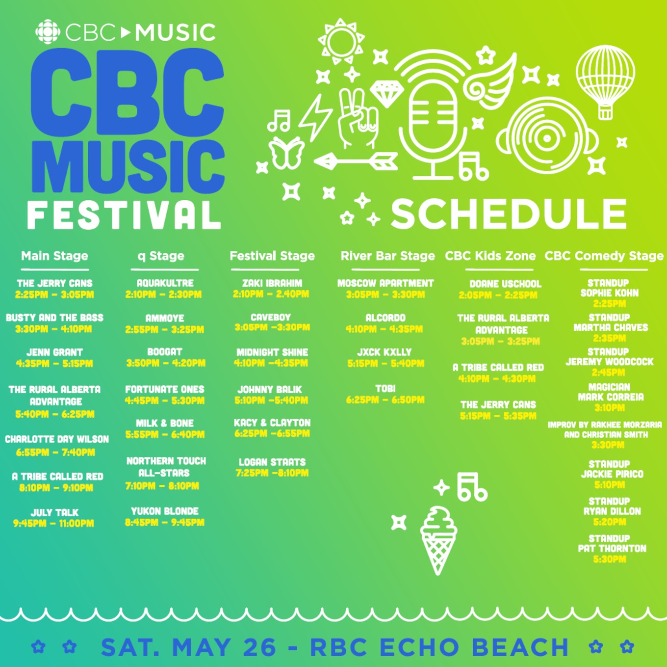 Here's the 2018 CBC Music Festival schedule.