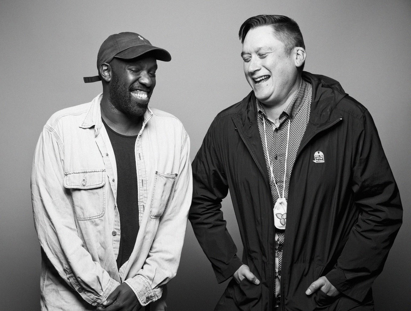 Shad and Ian Campeau of A Tribe Called Red, who collaborated on ATCR's shortlisted album, pose in the Polaris portrait studio.
