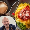 Une photo de courge spaghetti avec une photo de Marc Maulà.