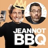 Le visage de Patrick Masbourian portant une couronne dessinée, et le visage de Jean-Sébastien dans une bulle à côté, et le logo de l'émission Jeannot BBQ.