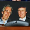 Dans une salle du Congrès, un élu brandit une photo où on voit Jeffrey Epstein et Donald Trump côte à c^te.