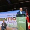 Le premier ministre de la Saskatchewan, Scott Moe, au 118e congrès annuel de l’Association des municipalités rurales de la Saskatchewan (SARM) le 15 mars 2023.