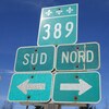 Un panneau indiquant la route 389 à Fermont