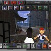 Deux personnages de dessin animé interagissent dans une rue sur un logiciel d'édition de vidéo. 