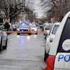 Une scène policière le 31 mars à Montréal, au coin de la 47e rue et du boulevard Pie-IX.