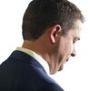 Le chef conservateur fédéral Andrew Scheer lors d’une conférence de presse à Toronto, le jeudi 29 août 2019.