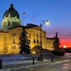 L'assemblée législative de la Saskatchewan en hiver.