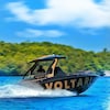 Le bateau Voltari sur l'eau.