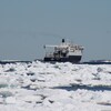 Le navire Bella Desgagnés tente de se frayer un passage à travers les glaces.