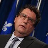 Bernard Drainville, en conférence de presse à l'Assemblée nationale.