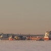 Le brise-glace Samuel Risley s'affaire autour de deux navires accostés au port de Thunder Bay.