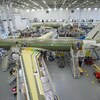 La chaîne de montage de l'Airbus A220 à l'usine de l'entreprise à Mirabel, au Québec.