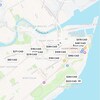 Carte du centre-ville avec les prix de certaines offres de location du site Airbnb.