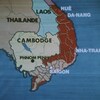 Carte de l'Asie du Sud-Est qui montre les territoires occupés par les forces communistes au Sud Vietnam
