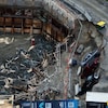 Vue aérienne du chantier.