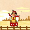 Illustration du conte de Khale Sooske représentant un petit personnage avec les joues rouges et un chapeau avec des antennes marchant sur une rambarde au-dessus de l'eau.