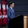 Le premier ministre du Canada Justin Trudeau, lors d'un point de presse, le jeudi 7 mars 2019