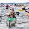 Des participants au Défi kayak 2017 en pleine action.