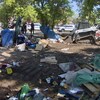 Le démantèlement d'un campement de sans-abri à Regina, en Saskatchewan, le 7 juin 2023.