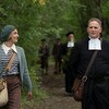 Mylène Mackay et Alexandre Goyette en habits d'époque pour un film.