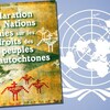Image d'un livret avec pour titre Déclaration des Nations Unies sur les droits des peuples autochtones.