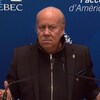Éric Ralph Mercier, chef par intérim de Québec 21 lors d'une conférence de presse
