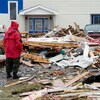 Une maison complètement détruite pas une tempête. 