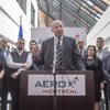 Un point de presse dans les locaux d'Aéro Montréal.