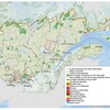 Carte de la localisation des aires protégées décrétées en juin 2023 (Groupe CNW/Bureau du forestier en chef)