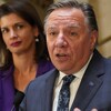 François Legault et Geneviève Guilbault lors d'un point de presse à l'Assemblée nationale.