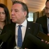 Le premier ministre du Québec François Legault répondant aux questions des journalistes.