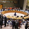 Les membres du Conseil de sécurité de l'ONU en réunion.