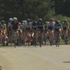 Des cyclistes qui prennent part à une course sur une route en asphalte.