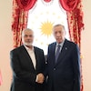 Le président turc Tayyip Erdogan et Ismaïl Haniyeh, chef du mouvement palestinien Hamas.