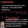 Le visage de François Legault faisant la moue avec, à côté, une citation modifiée: «Un jeune politicien (une professionnelle en soins) a le droit d'aller gagner le plus d'argent possible pour donner le plus possible à ses enfants».